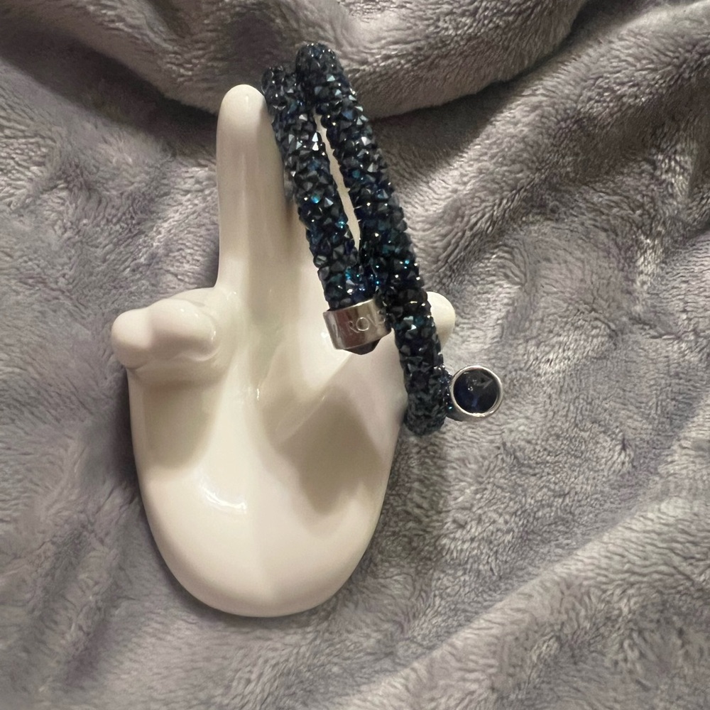 Swarovski Crystal Dust Encrusted Double Blue Tone Bracelet, excellent cond. - Picture 2 of 8